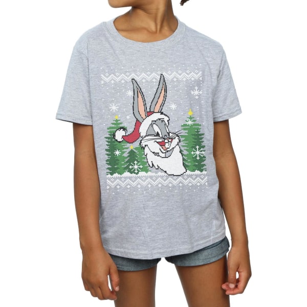 Looney Tunes Girls Bugs Bunny Christmas Fair Isle Cotton T-Shir Sports Grey 12-13 Years