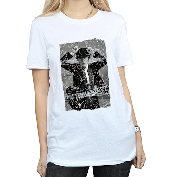 AC/DC Dam/Damer Angus Young Distressed Foto Bomull Pojkvän White S
