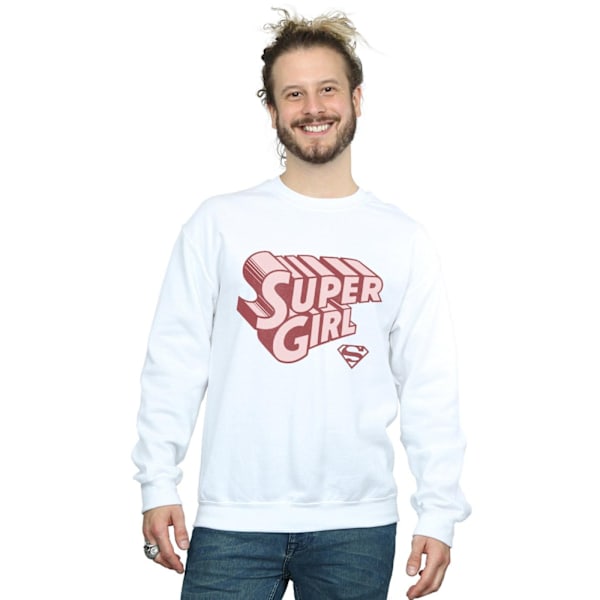 DC Comics Supergirl Retro Logo Sweatshirt för män 4XL Vit White 4XL