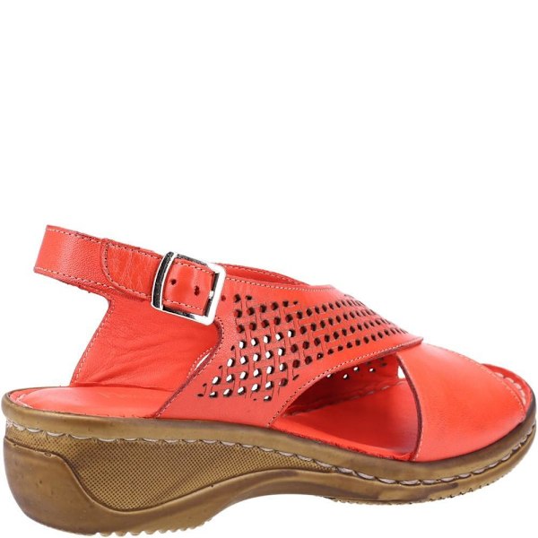 Fleet & Foster Dam/Dam Judith Öppen Tå Läder Sandaler 4 Red 4 UK