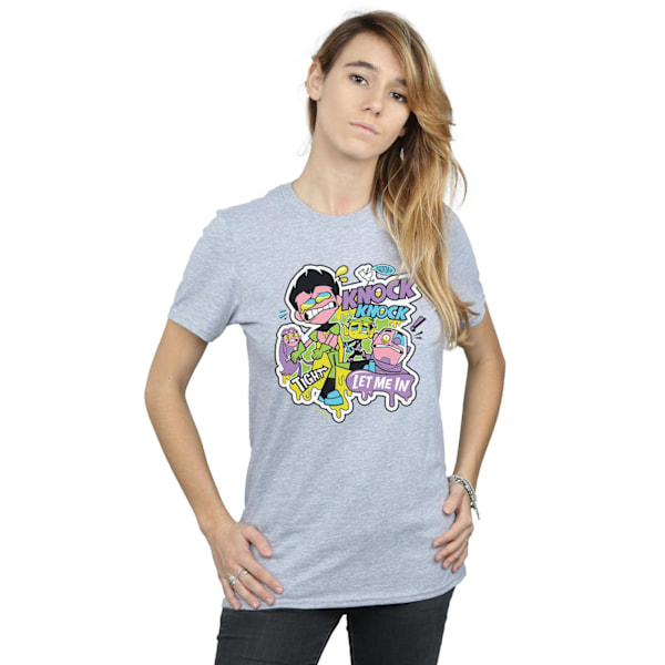 DC Comics Dam/Damer Teen Titans Go Knock Knock Bomull Pojkvän T-shirt Sports Grey S