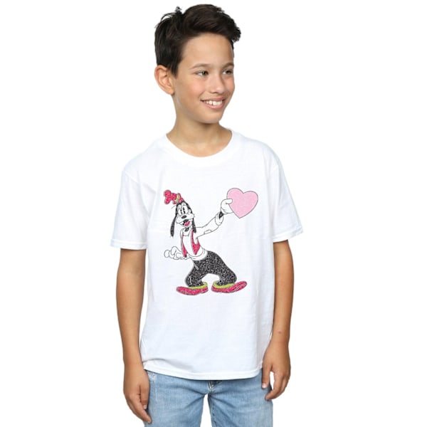 Disney Goofy Love Heart T-shirt 12-13 år Vit White 12-13 Years