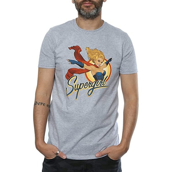 DC Bombshells Herr Supergirl Badge Heather T-shirt M Heather Grå Heather Grey M