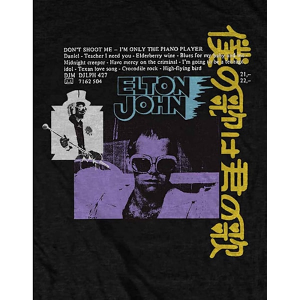 Elton John Unisex Vuxen Japansk Singel Bomulls T-shirt M Svart Black M