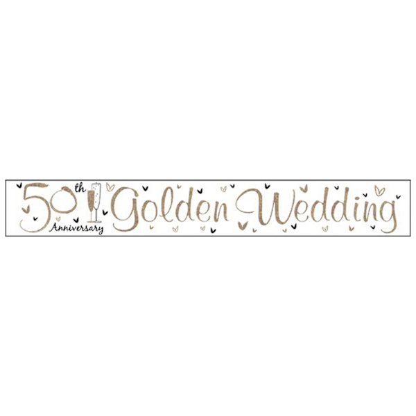 Simon Elvin Golden Wedding Anniversary Foliebanner (6-pack) 2,5 m White/Gold/Black 2.5m