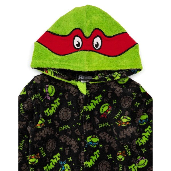 Teenage Mutant Ninja Turtles Sovdräkt med huva för barn/barn 5- Black/Green 5-6 Years