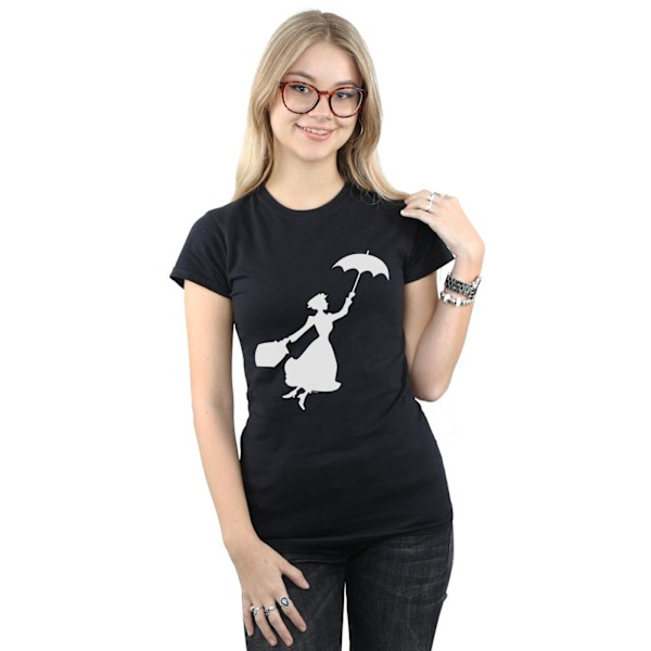 Disney Dam/Kvinnor Mary Poppins Flygande Silhuett Bomull T-shirt Black M