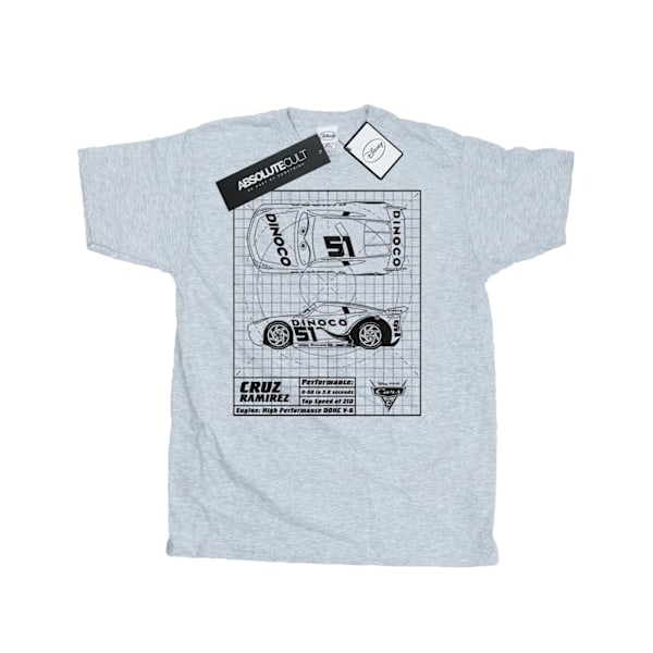 Disney Cars Cruz Ramirez Blueprint T-shirt 3XL Sports Grey för män Sports Grey 3XL