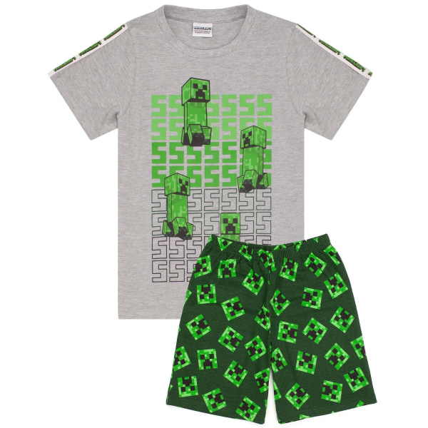 Minecraft Boys Short Pyjamas Set 11-12 Years Heather Grey/Green/ Heather Grey/Green/Black 11-12 Years