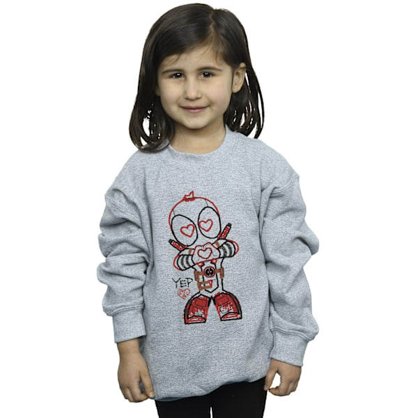 Marvel Girls Deadpool Love Beam Line Sweatshirt 12-13 år Spo Sports Grey 12-13 Years