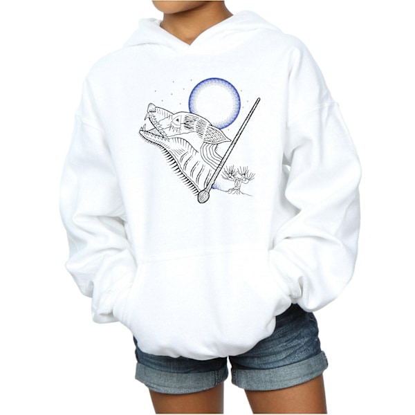 Harry Potter Flickor Vargulv Linje Konst Hoodie 12-13 År Vit White 12-13 Years