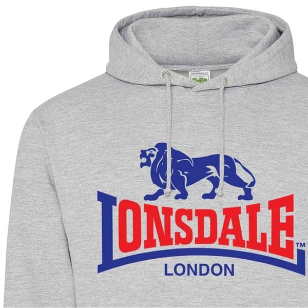 Lonsdale Herr Logotyp Tröja med huva L Grå Grey L