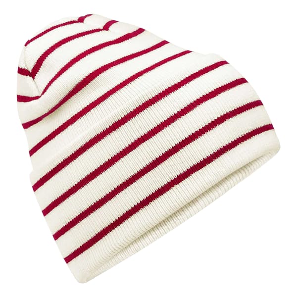 Beechfield Original Stripe Deep Cuffed Beanie One Size Soft Whi Soft White/Classic Red One Size