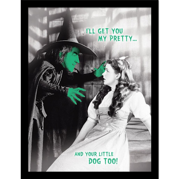 Trollkarlen från Oz I´ll Get You My Pretty Inramad Affisch 40cm x 30 Black/White/Green 40cm x 30cm