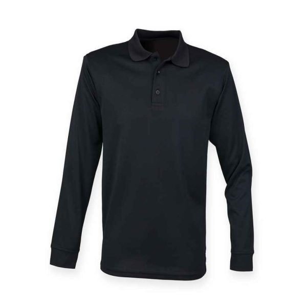 Henbury Adults Unisex långärmad Coolplus Piqu Polo Shirt XXS Black XXS