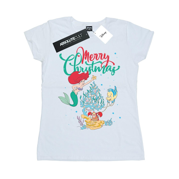 Disney Dam/Damer Prinsessan Ariel God Jul Bomull T-shirt White L