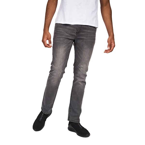 Crosshatch herr Svelte Stretch Jeans 30R grå tvätt Grey Wash 30R
