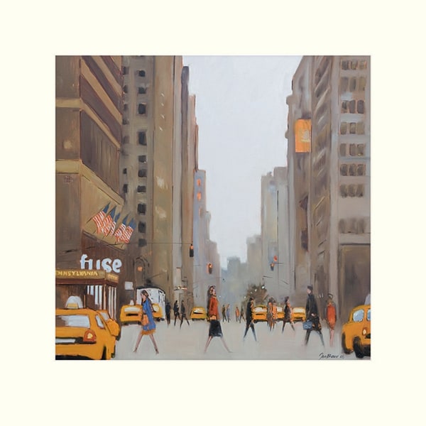 Jon Barker 7th Avenue New York Print 40cm x 40cm Gul/Brun/S Yellow/Brown/Sky Blue 40cm x 40cm
