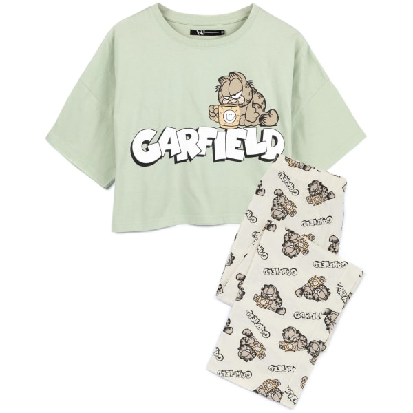Garfield Dam/Dam Coffee Long Pyjamas Set XL Grön/Cream Green/Cream XL