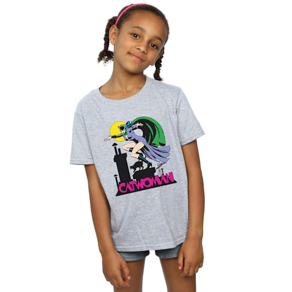 DC Comics Girls Catwoman Text Logo Bomull T-shirt 9-11 år Sp Sports Grey 9-11 Years