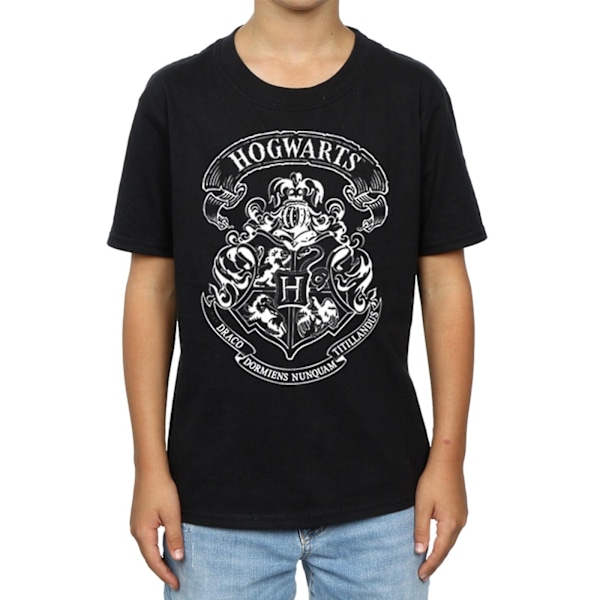 Harry Potter Pojkarnas Hogwarts Vapen Bomulls T-shirt 7-8 År Svart Black 7-8 Years