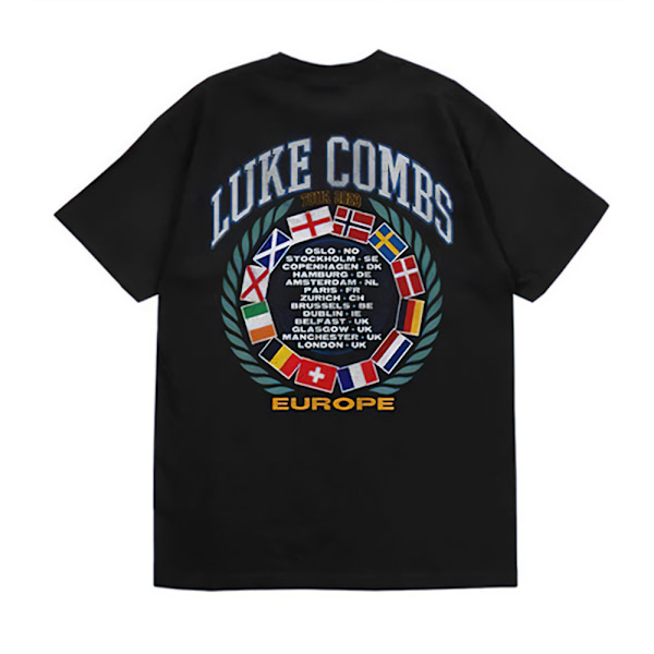 Luke Combs Unisex Adult Tour ´23 Flags T-Shirt XL Svart Black XL