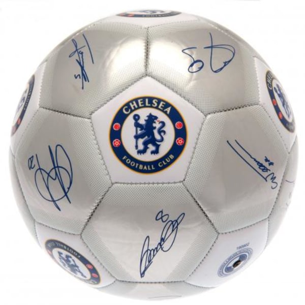 Chelsea FC Tryckt Spelare Signaturer Signerad Fotboll En Storlek Silver One Size