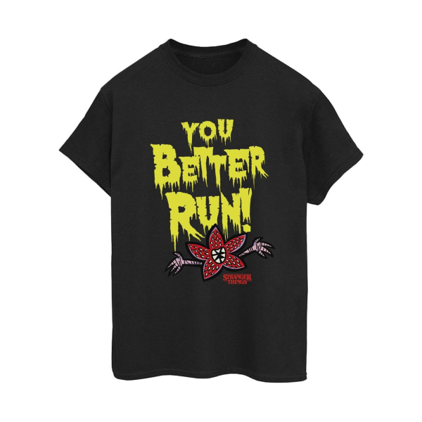 Netflix Dam/Damer Stranger Things You Better Run Bomullspojke Black XXL