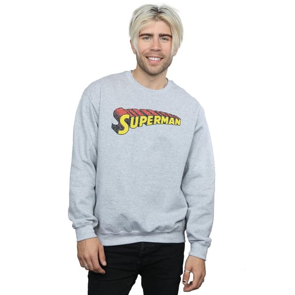 DC Comics Superman Telescopic Crackle Logo Sweatshirt M Sp Sports Grey M