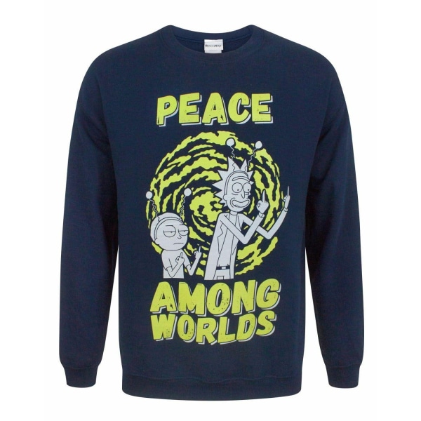 Rick And Morty Män Peace Among Worlds Sweatshirt XXL Marinblå Navy Blue XXL