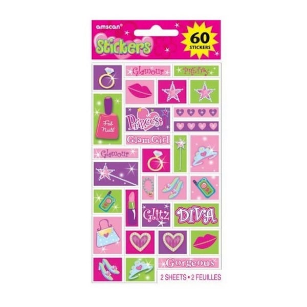 Amscan Princess Pretty Sticker Sheet (2-pack) One Size Green Green/Pink/Purple One Size