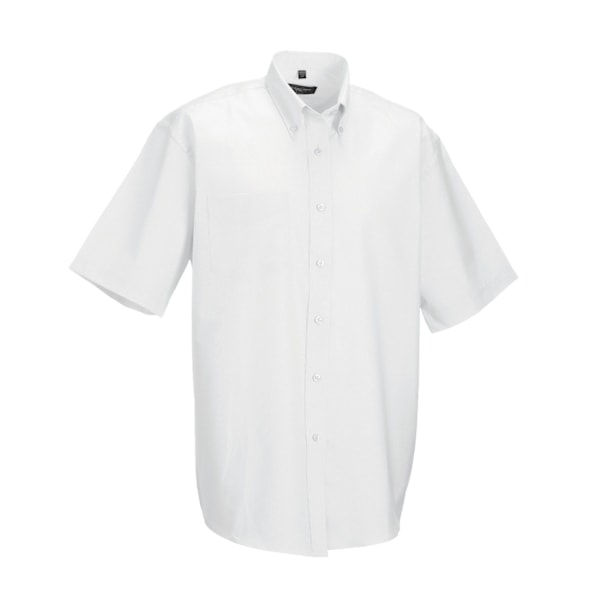 Russell Collection Herr Oxford Easy-Care Kortärmad Skjorta 15 White 15.5in