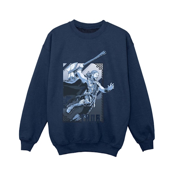 Marvel Boys Thor Love And Thunder Attack Sweatshirt 7-8 År N Navy Blue 7-8 Years