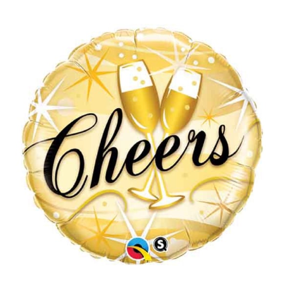 Qualatex Folieballong med Cheers Starbursts Design One Size Go Gold One Size