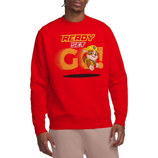 Paw Patrol Unisex Vuxen Ready Set Go! Rubble Sweatshirt XL Röd Red XL
