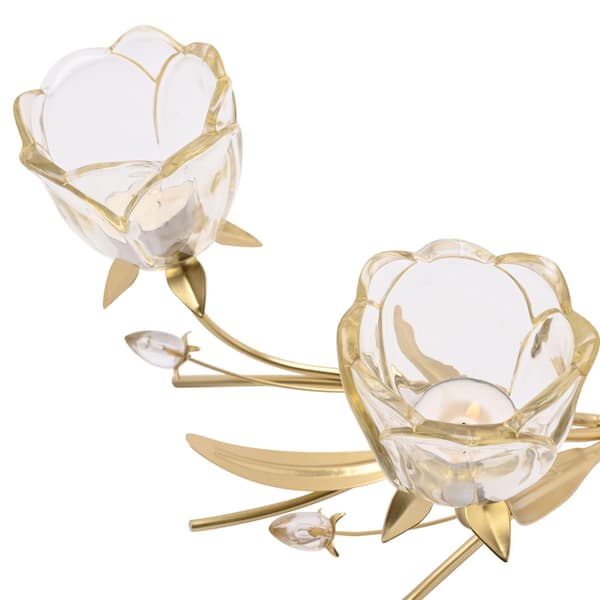 Hestia Champagne Och Blommor Ljusstake En Storlek Guld Gold One Size
