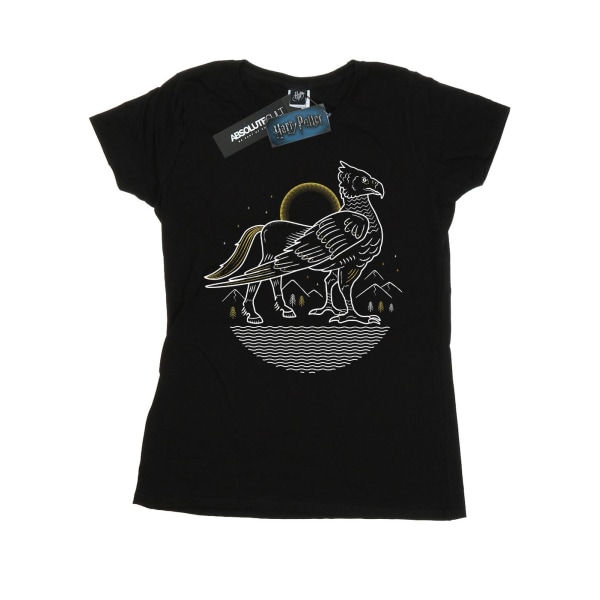 Harry Potter Buckbeak Line Art T-shirt i bomull XXL för kvinnor/damer Black XXL