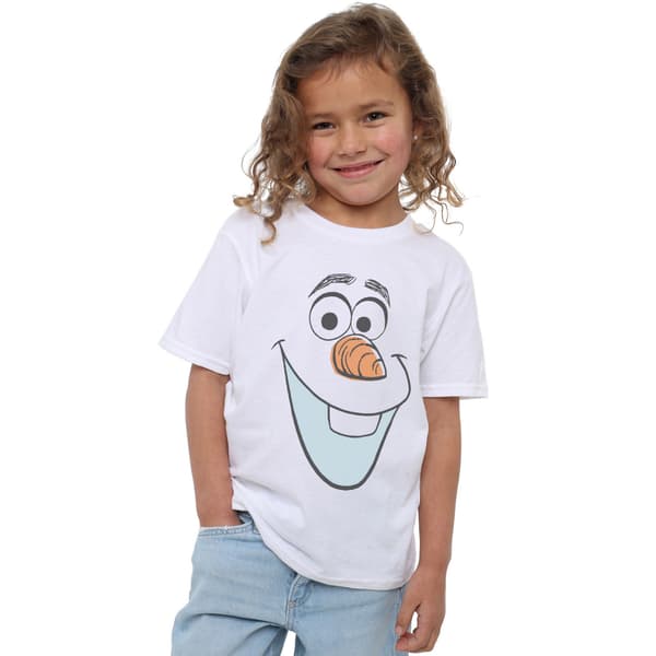 Frozen Flickor Olaf Ansikte T-Shirt 7-8 År Vit White 7-8 Years