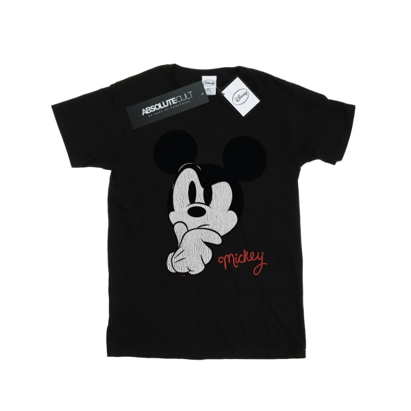 Disney Girls Mickey Mouse Distressed Ponder bomull T-shirt 7-8 Black 7-8 Years