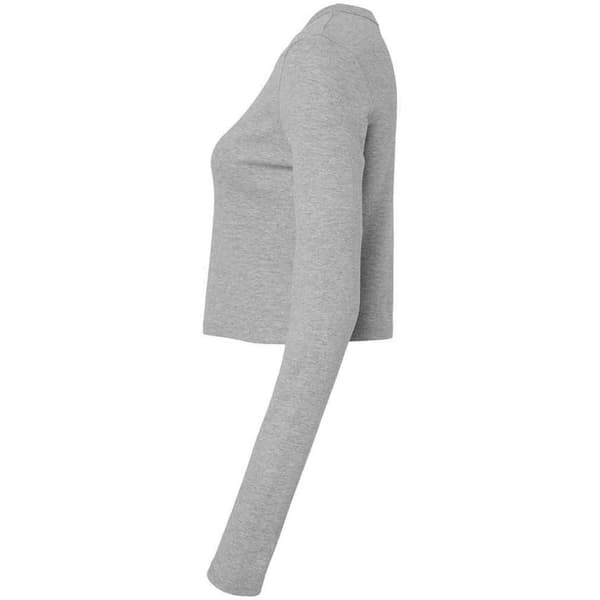 Bella + Canvas Dam/Kvinnor Micro-Rib Croppad Långärmad T-S Athletic Grey S