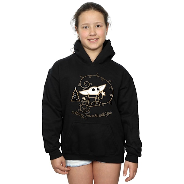 Star Wars Mandalorian Girls Merry Force Hoodie 7-8 år Svart Black 7-8 Years