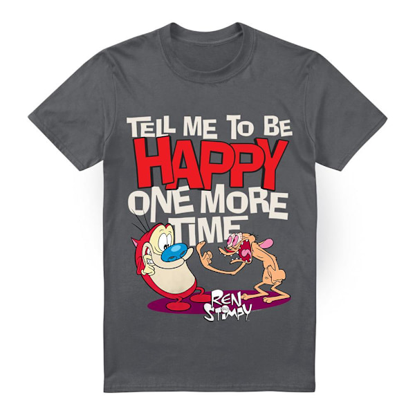 Ren & Stimpy Herr T-Shirt Tell Me To Be Happy 4XL Charcoal Charcoal 4XL