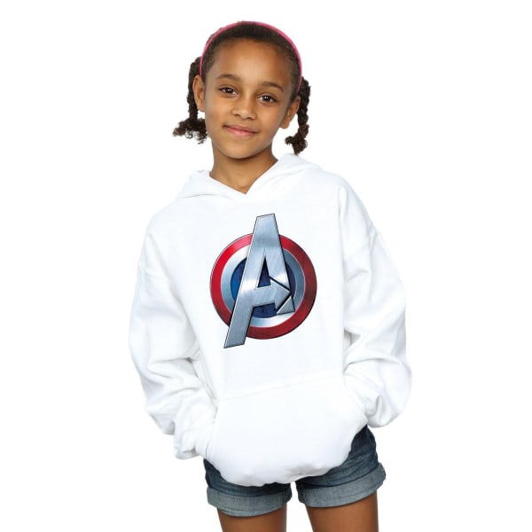 Marvel Girls Avengers 3D Logo Hoodie 9-11 Years White White 9-11 Years