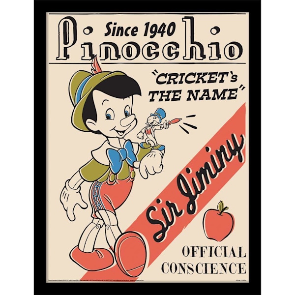 Pinocchio Cricket´s The Name Inramad Affisch 40cm x 30cm Flerfärgad Multicoloured 40cm x 30cm