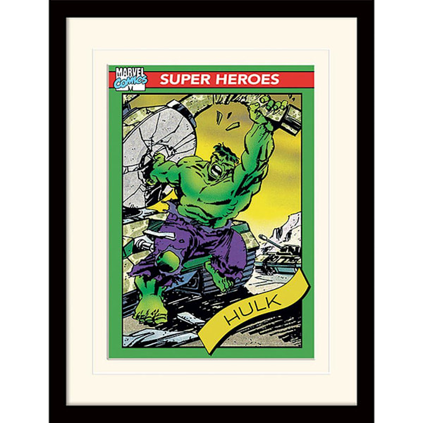 Hulk Trading Card Monterat Tryck 40cm x 30cm Flerfärgad Multicoloured 40cm x 30cm