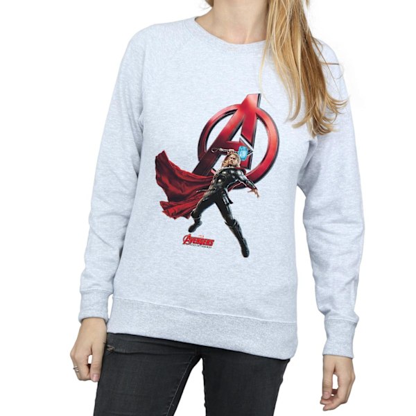 Marvel Dam/Kvinnor Thor Pose Sweatshirt XL Heather Grey Heather Grey XL