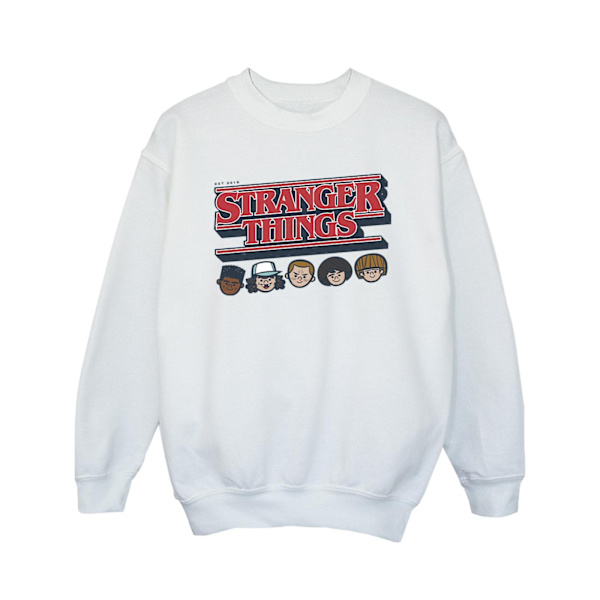 Netflix Girls Stranger Things Caricature Logo Sweatshirt 12-13 White 12-13 Years
