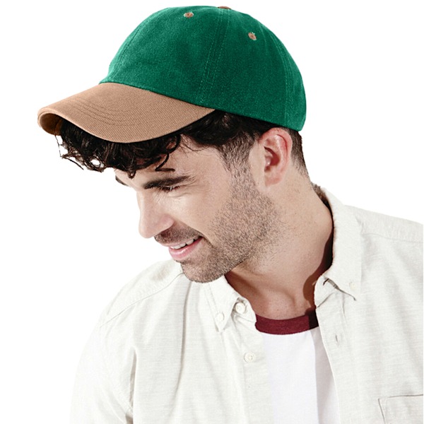 Beechfield Unisex Lågprofil Tung Borstad Bomulls Basebollkeps Forest/Taupe One Size