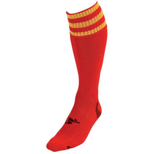 Precision Barn/Barn 3 Ränder Pro Fotbollsstrumpor 3 UK-6 UK Red/Yellow 3 UK-6 UK