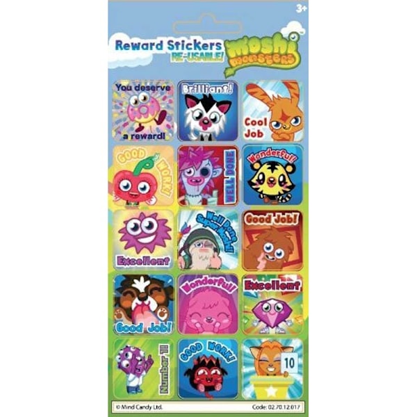 Moshi Monsters Foil Characters Belöningsklistermärken En Storlek Flerfärgad Multicoloured One Size